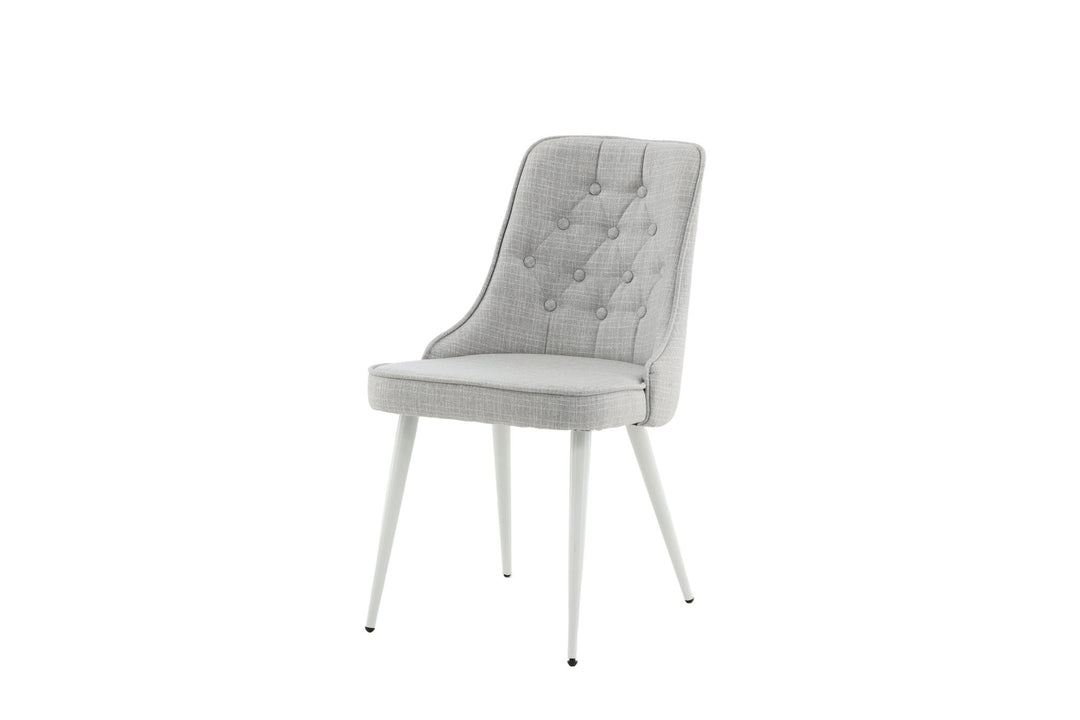 Venture Home Velvet Deluxe Dining Chair 2-pack - White Legs - Light Grey Fabric