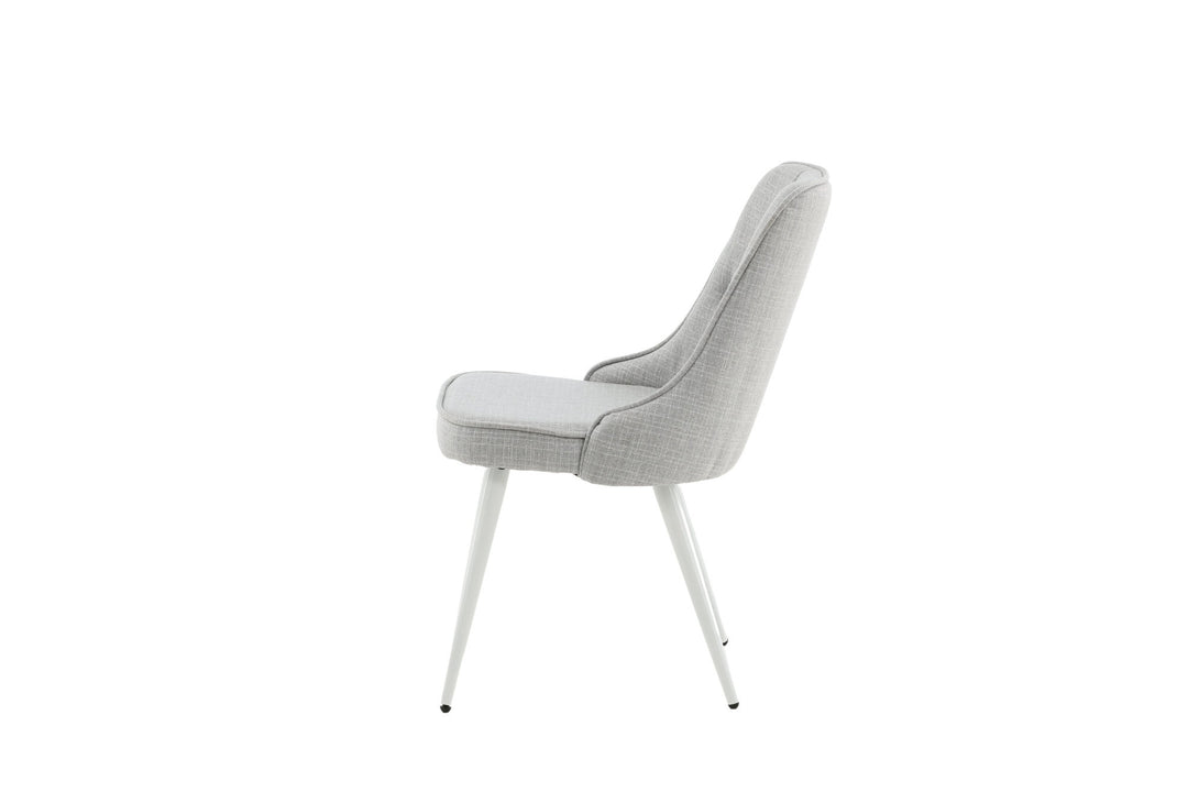 Venture Home Velvet Deluxe Dining Chair 2-pack - White Legs - Light Grey Fabric