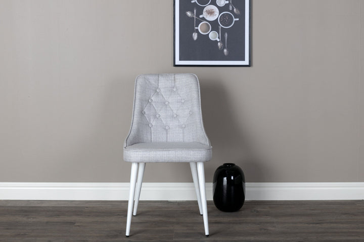 Venture Home Velvet Deluxe Dining Chair 2-pack - White Legs - Light Grey Fabric