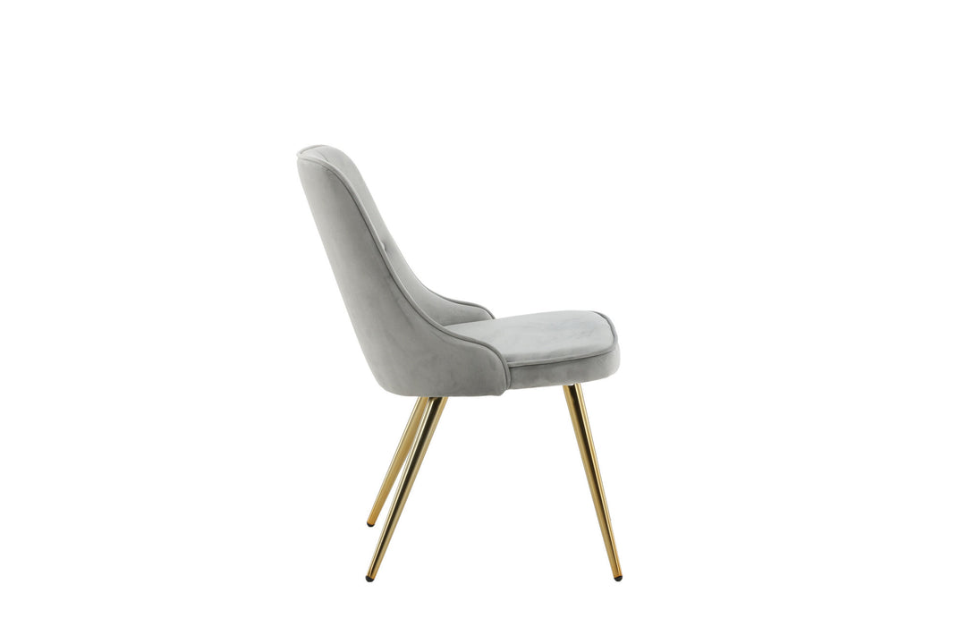 Venture Home Velvet Deluxe Dining Chair 2-pack - Brushed Brass Leg / Light Grey Velvet