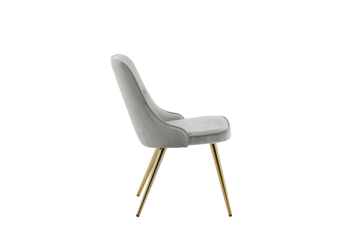 Venture Home Velvet Deluxe Dining Chair 2-pack - Brushed Brass Leg / Light Grey Velvet