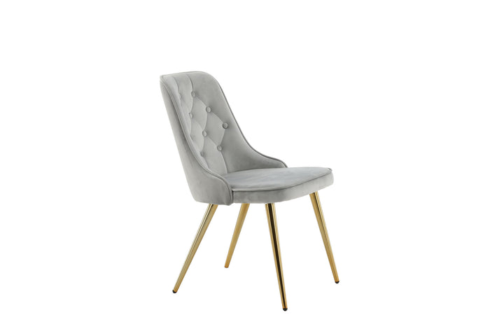 Venture Home Velvet Deluxe Dining Chair 2-pack - Brushed Brass Leg / Light Grey Velvet
