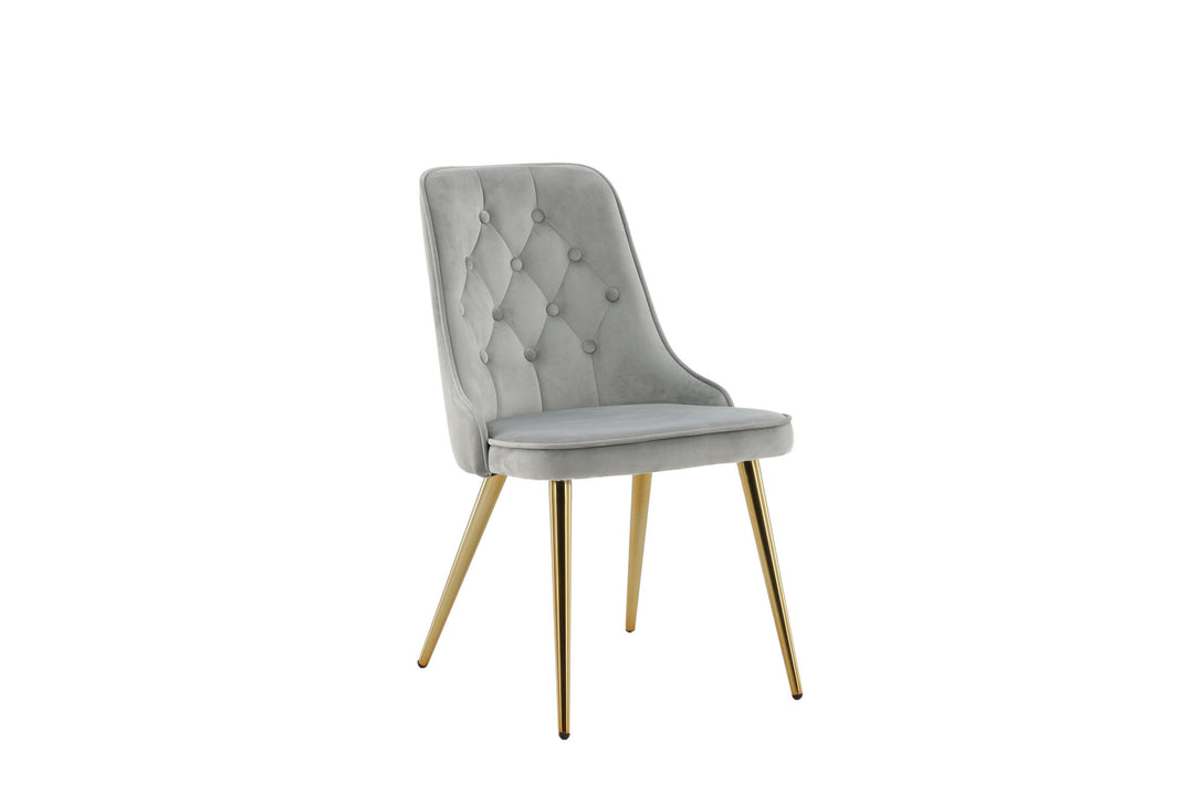 Venture Home Velvet Deluxe Dining Chair 2-pack - Brushed Brass Leg / Light Grey Velvet