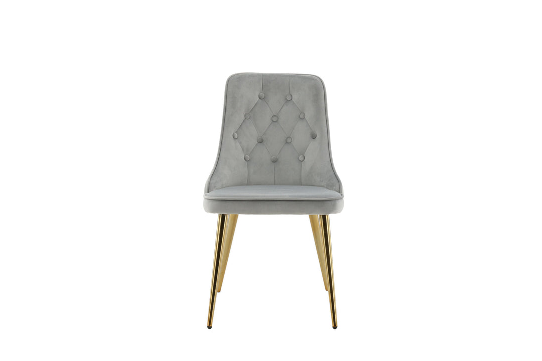 Venture Home Velvet Deluxe Dining Chair 2-pack - Brushed Brass Leg / Light Grey Velvet