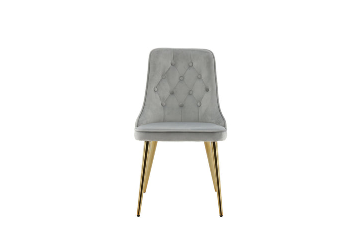 Venture Home Velvet Deluxe Dining Chair 2-pack - Brushed Brass Leg / Light Grey Velvet