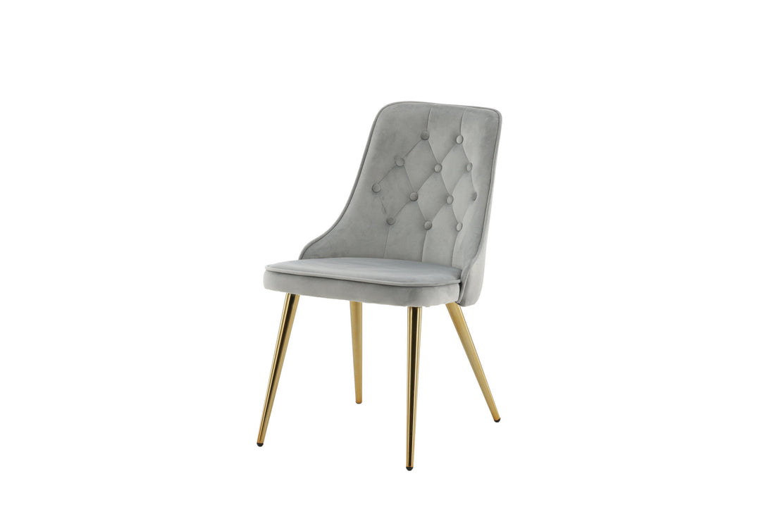 Venture Home Velvet Deluxe Dining Chair 2-pack - Brushed Brass Leg / Light Grey Velvet