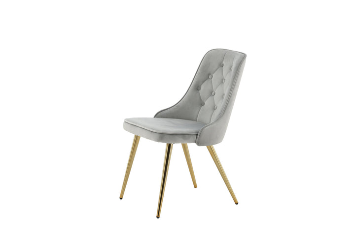 Venture Home Velvet Deluxe Dining Chair 2-pack - Brushed Brass Leg / Light Grey Velvet