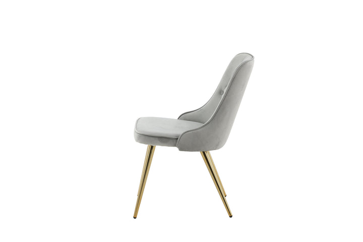 Venture Home Velvet Deluxe Dining Chair 2-pack - Brushed Brass Leg / Light Grey Velvet