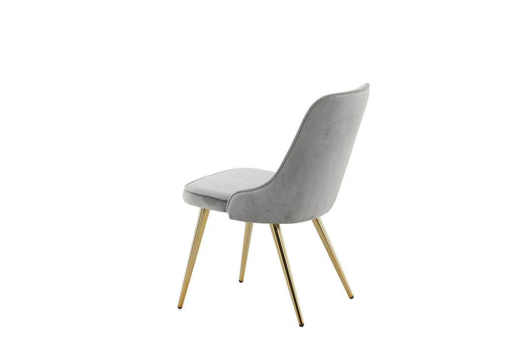 Venture Home Velvet Deluxe Dining Chair 2-pack - Brushed Brass Leg / Light Grey Velvet
