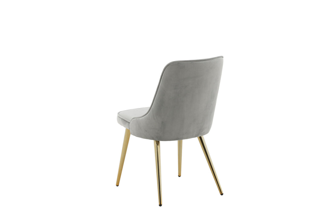 Venture Home Velvet Deluxe Dining Chair 2-pack - Brushed Brass Leg / Light Grey Velvet