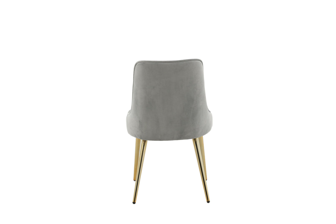 Venture Home Velvet Deluxe Dining Chair 2-pack - Brushed Brass Leg / Light Grey Velvet