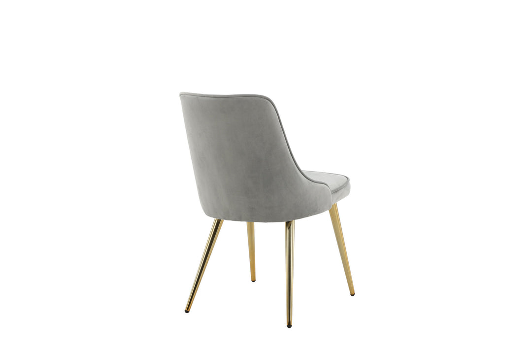 Venture Home Velvet Deluxe Dining Chair 2-pack - Brushed Brass Leg / Light Grey Velvet