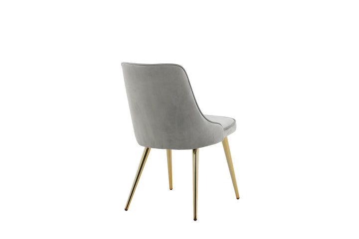 Venture Home Velvet Deluxe Dining Chair 2-pack - Brushed Brass Leg / Light Grey Velvet