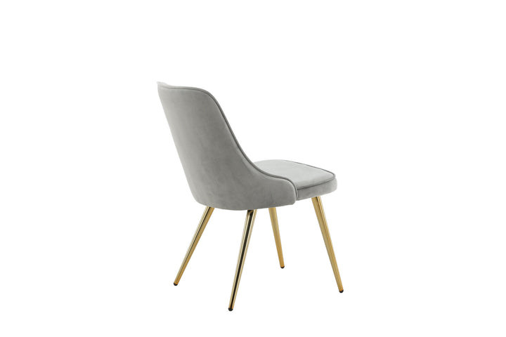 Venture Home Velvet Deluxe Dining Chair 2-pack - Brushed Brass Leg / Light Grey Velvet