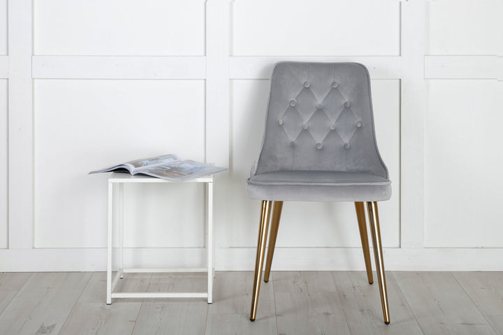 Venture Home Velvet Deluxe Dining Chair 2-pack - Brushed Brass Leg / Light Grey Velvet
