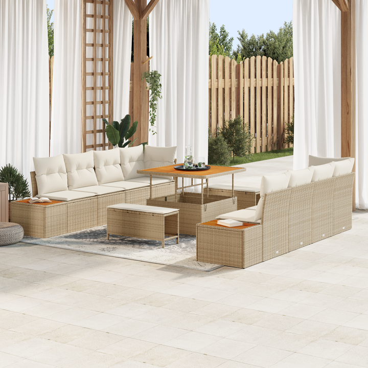 Havesofa Sæt med pude 11 pcs Beige og creme