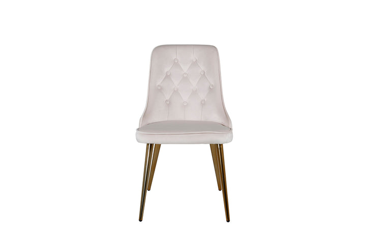 Venture Home Velvet Deluxe Dining Chair 2-pack - Brushed Brass Leg / Beige Velvet