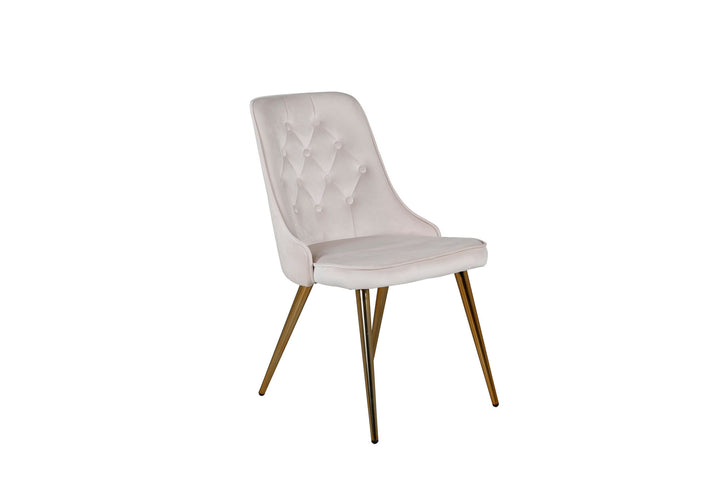 Venture Home Velvet Deluxe Dining Chair 2-pack - Brushed Brass Leg / Beige Velvet