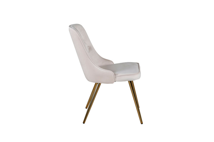 Venture Home Velvet Deluxe Dining Chair 2-pack - Brushed Brass Leg / Beige Velvet