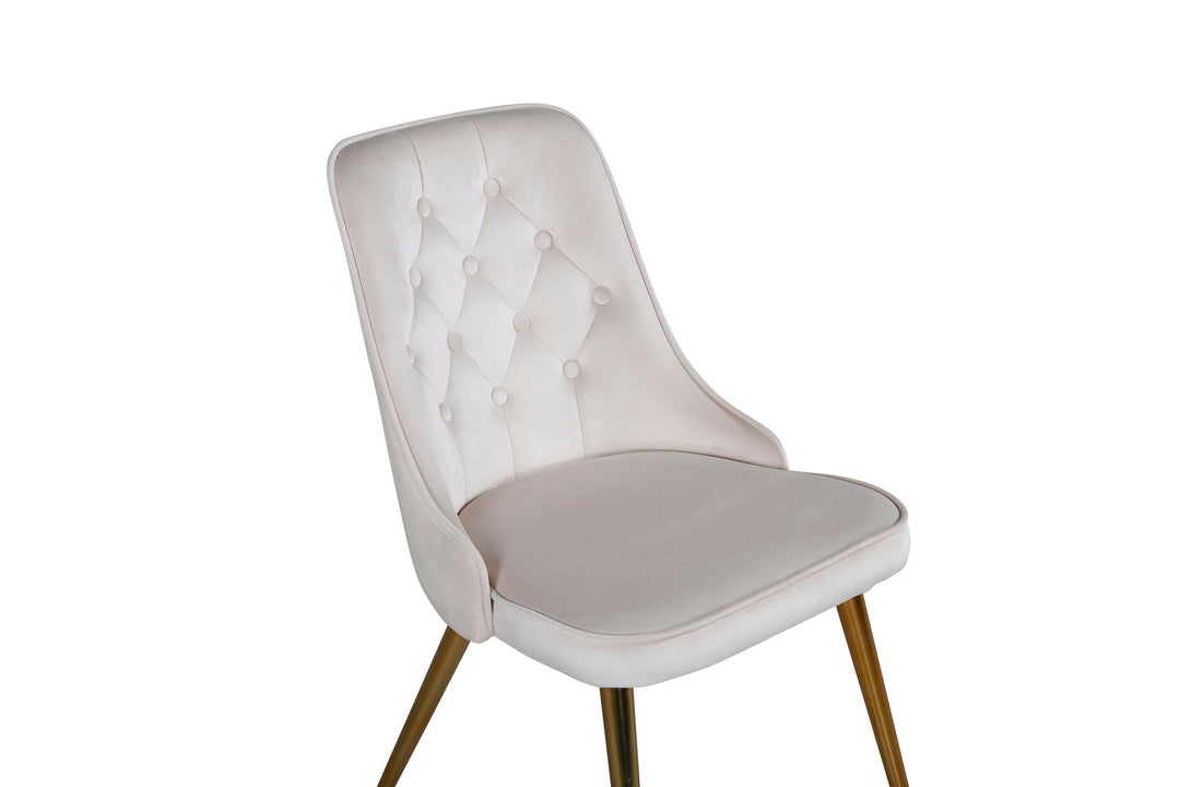 Venture Home Velvet Deluxe Dining Chair 2-pack - Brushed Brass Leg / Beige Velvet