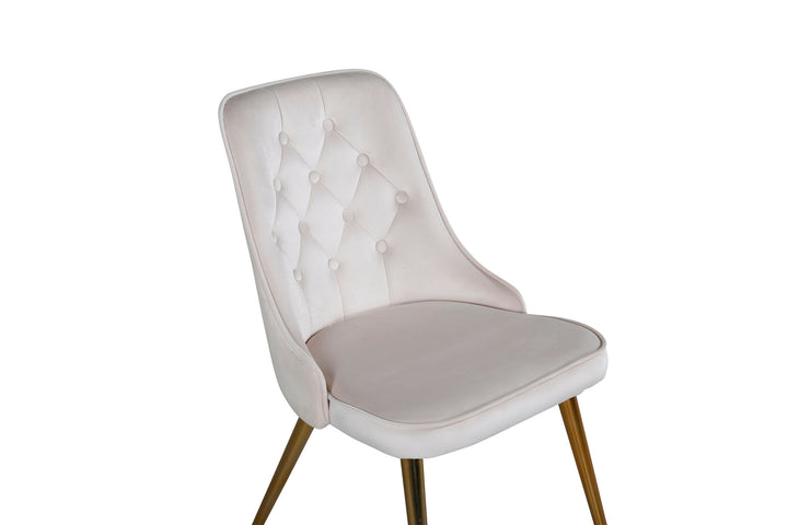 Venture Home Velvet Deluxe Dining Chair 2-pack - Brushed Brass Leg / Beige Velvet