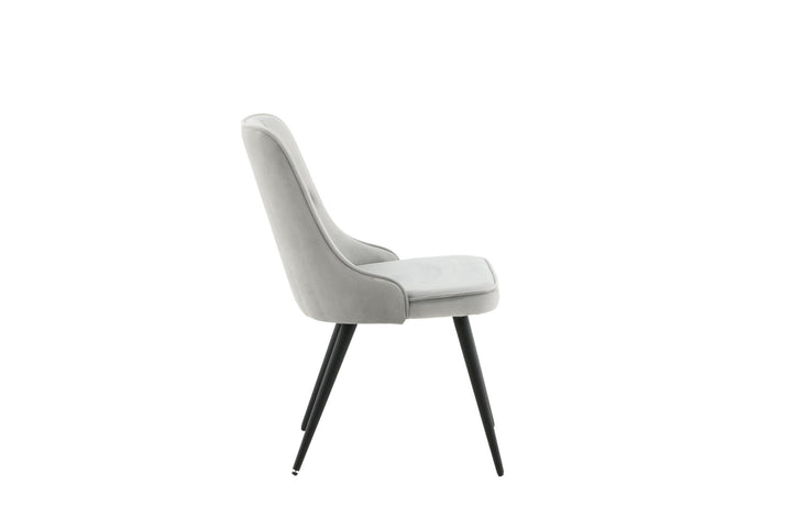 Venture Home Velvet Deluxe Dining Chair 2-pack - Black legs / Light Grey Velvet