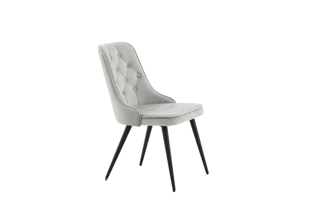 Venture Home Velvet Deluxe Dining Chair 2-pack - Black legs / Light Grey Velvet