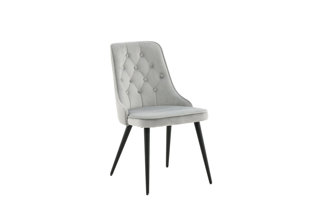 Venture Home Velvet Deluxe Dining Chair 2-pack - Black legs / Light Grey Velvet