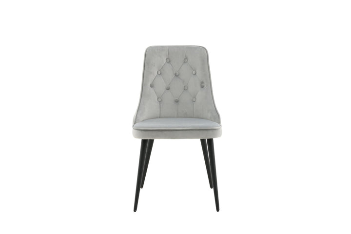 Venture Home Velvet Deluxe Dining Chair 2-pack - Black legs / Light Grey Velvet