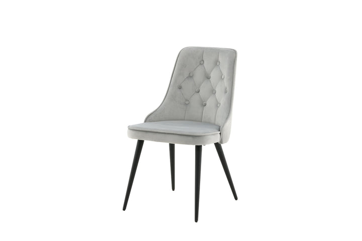 Venture Home Velvet Deluxe Dining Chair 2-pack - Black legs / Light Grey Velvet