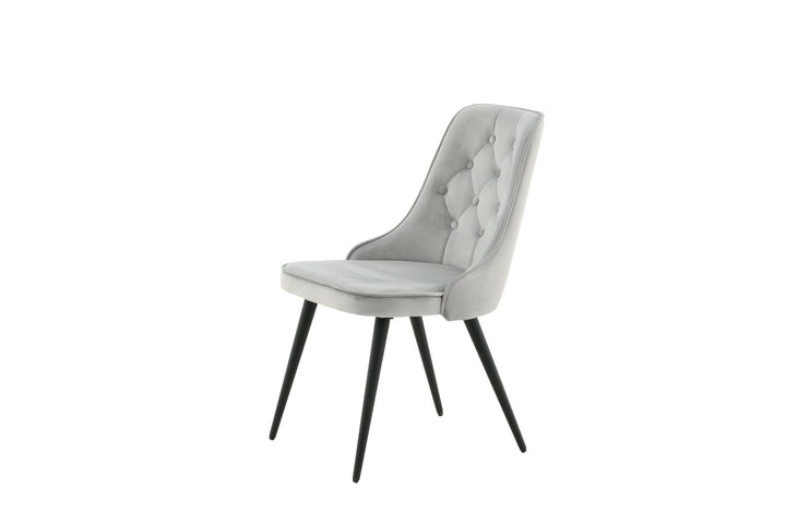 Venture Home Velvet Deluxe Dining Chair 2-pack - Black legs / Light Grey Velvet