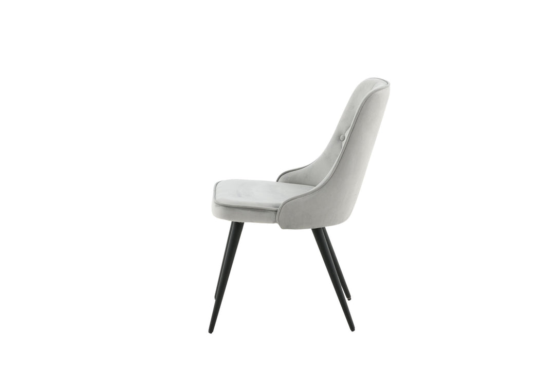 Venture Home Velvet Deluxe Dining Chair 2-pack - Black legs / Light Grey Velvet