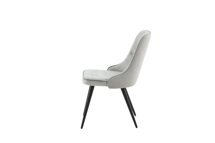 Venture Home Velvet Deluxe Dining Chair 2-pack - Black legs / Light Grey Velvet