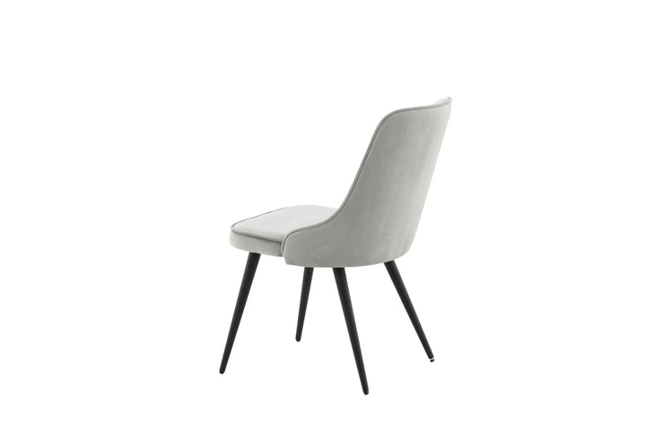Venture Home Velvet Deluxe Dining Chair 2-pack - Black legs / Light Grey Velvet