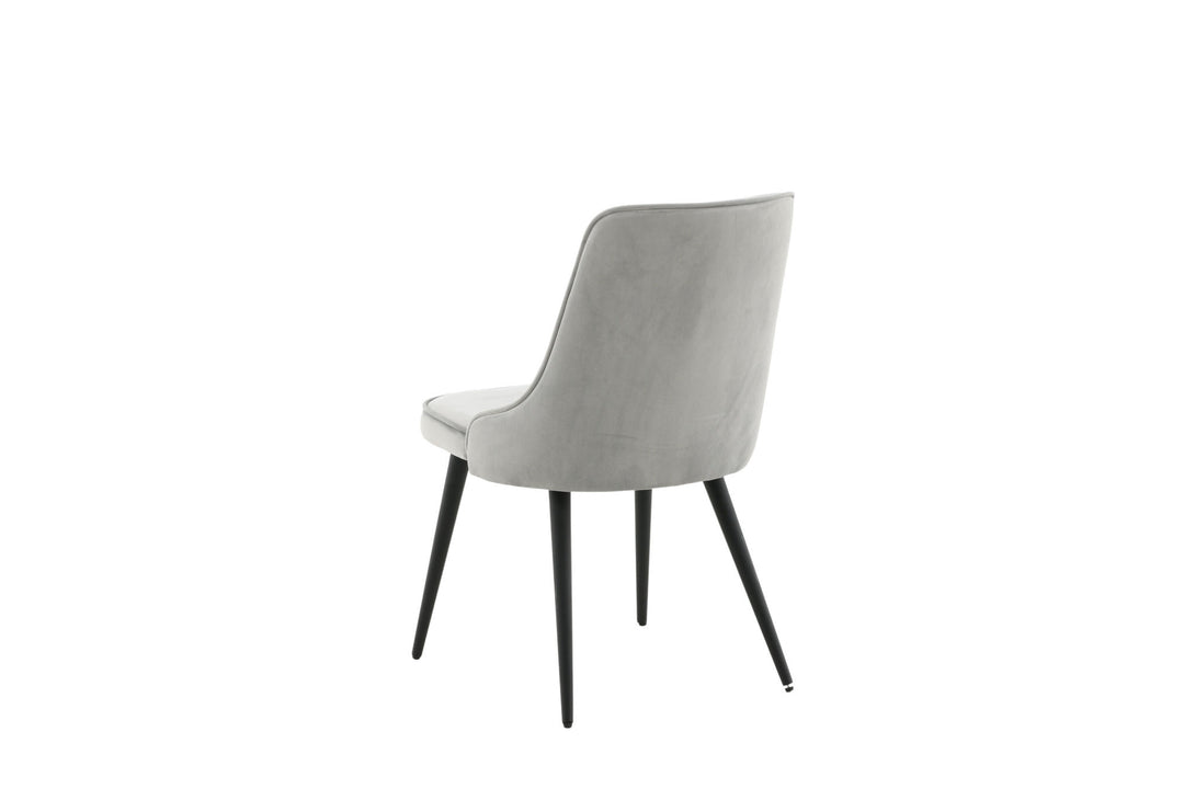 Venture Home Velvet Deluxe Dining Chair 2-pack - Black legs / Light Grey Velvet