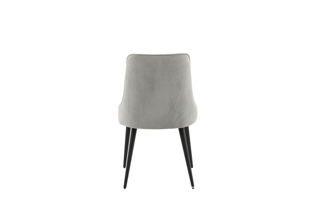 Venture Home Velvet Deluxe Dining Chair 2-pack - Black legs / Light Grey Velvet