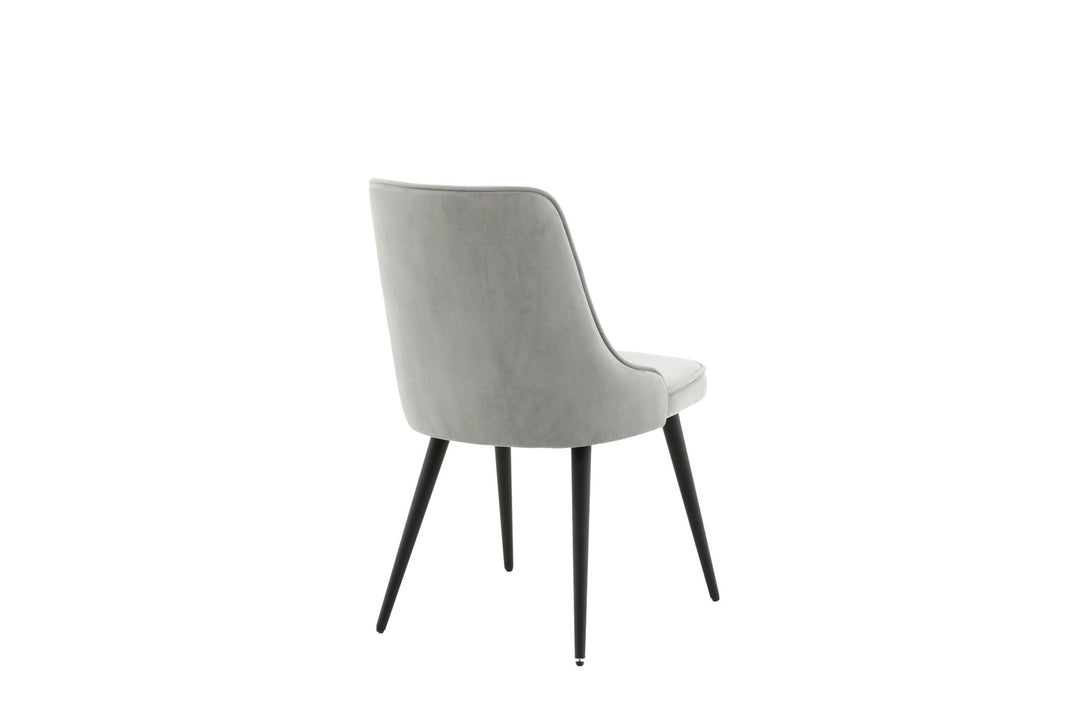 Venture Home Velvet Deluxe Dining Chair 2-pack - Black legs / Light Grey Velvet