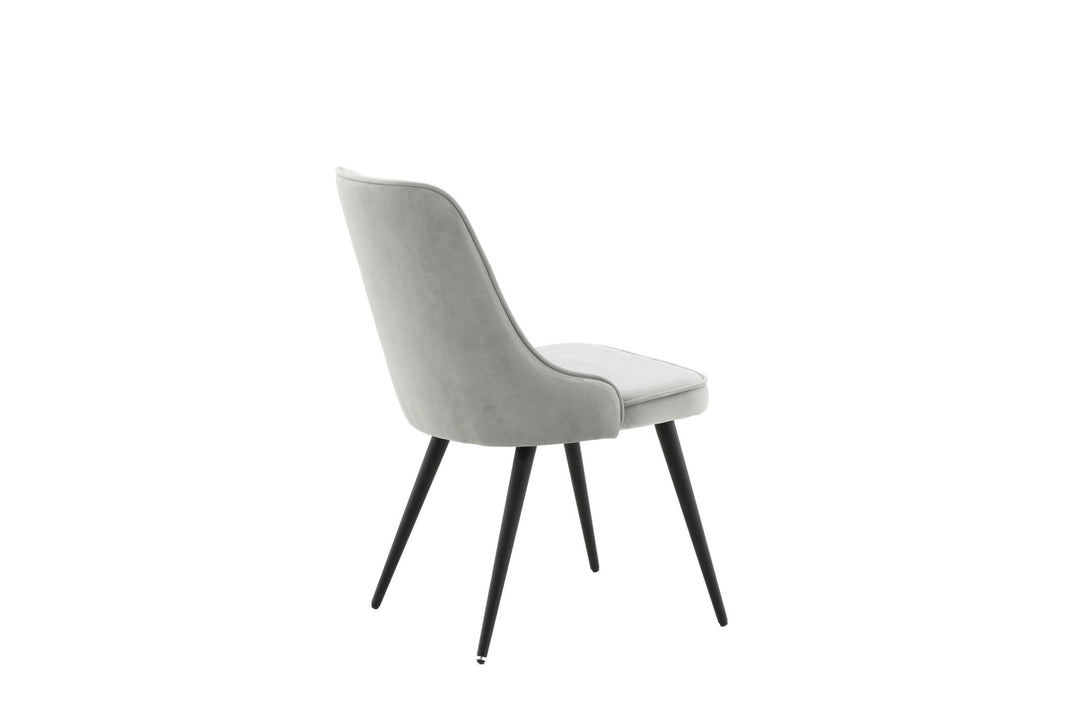 Venture Home Velvet Deluxe Dining Chair 2-pack - Black legs / Light Grey Velvet