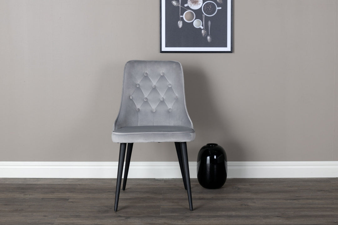 Venture Home Velvet Deluxe Dining Chair 2-pack - Black legs / Light Grey Velvet
