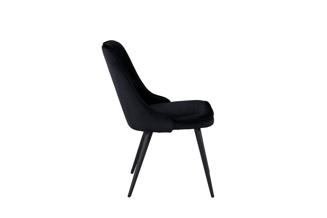 Venture Home Velvet Deluxe Dining Chair 2-pack - Black legs / Black Velvetv