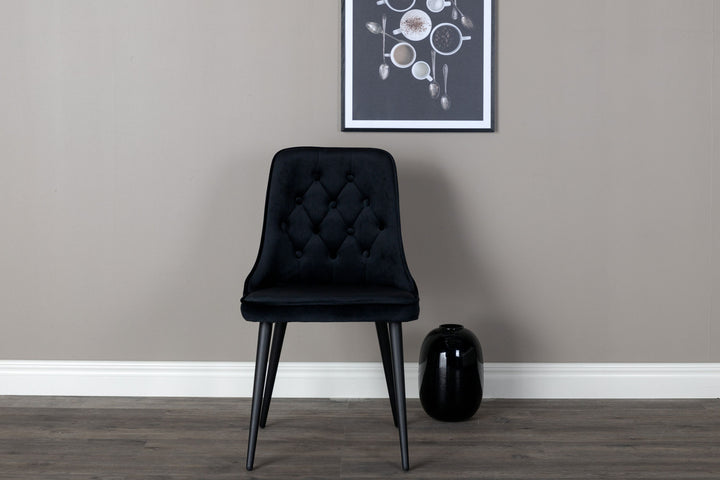 Venture Home Velvet Deluxe Dining Chair 2-pack - Black legs / Black Velvetv
