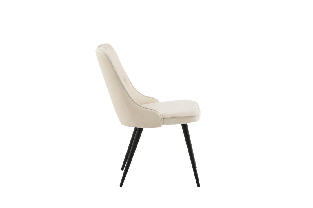 Venture Home Velvet Deluxe Dining Chair 2-pack - Black Legs / Beige Velvet