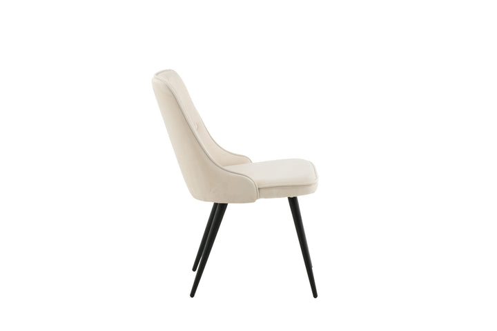 Venture Home Velvet Deluxe Dining Chair 2-pack - Black Legs / Beige Velvet