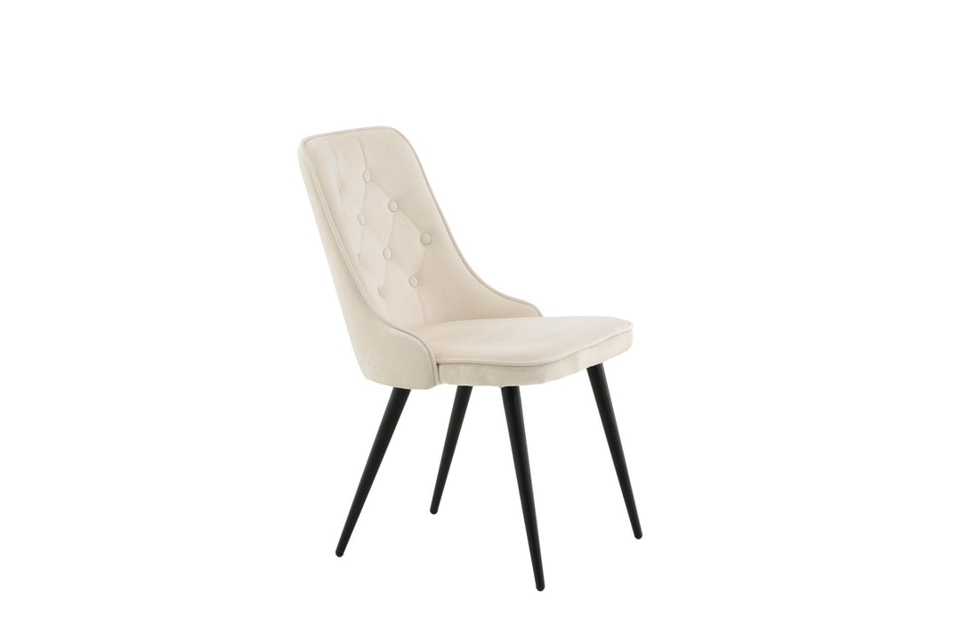 Venture Home Velvet Deluxe Dining Chair 2-pack - Black Legs / Beige Velvet