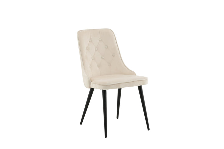 Venture Home Velvet Deluxe Dining Chair 2-pack - Black Legs / Beige Velvet