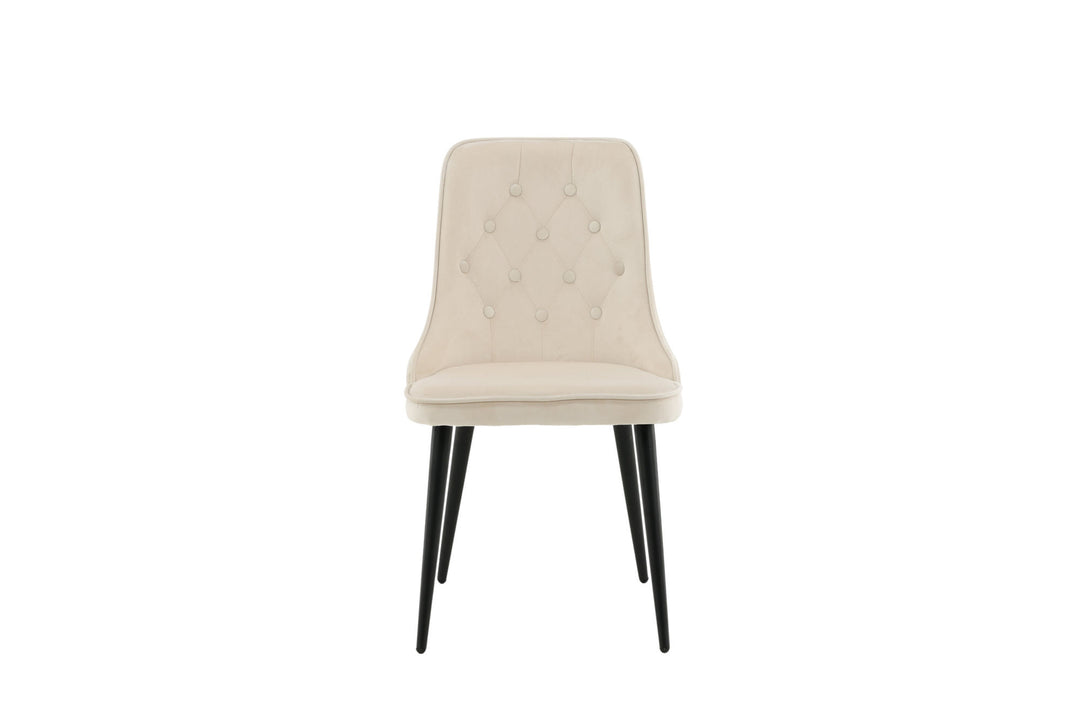 Venture Home Velvet Deluxe Dining Chair 2-pack - Black Legs / Beige Velvet