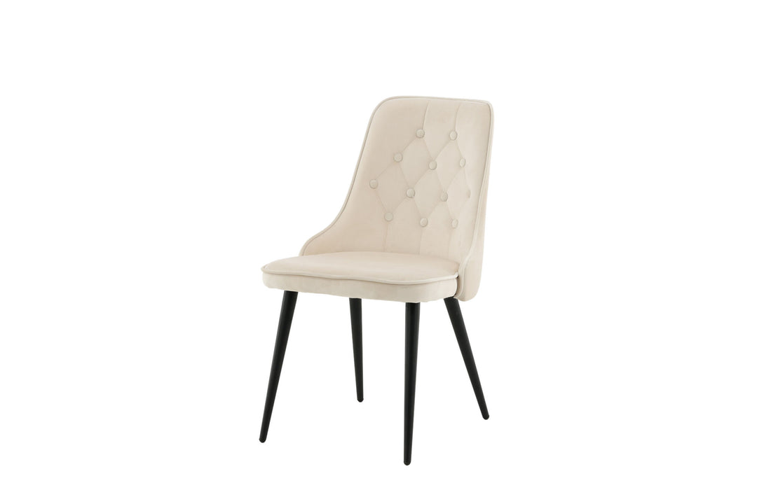Venture Home Velvet Deluxe Dining Chair 2-pack - Black Legs / Beige Velvet