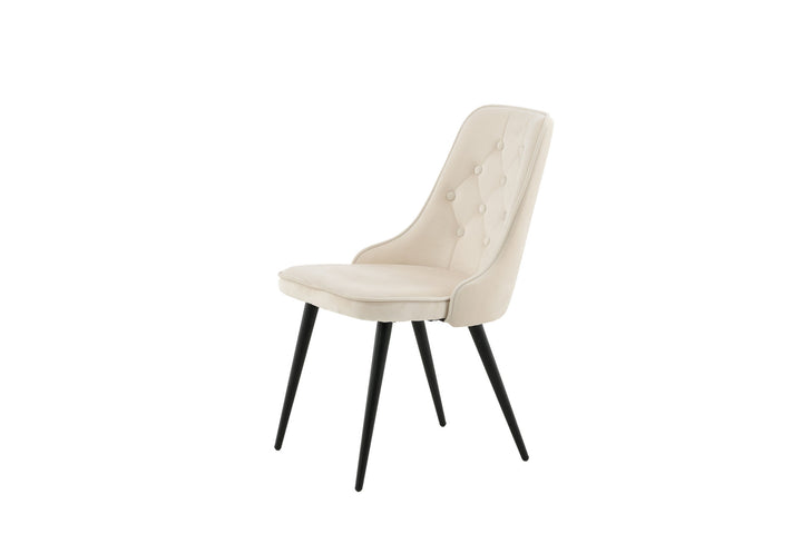 Venture Home Velvet Deluxe Dining Chair 2-pack - Black Legs / Beige Velvet