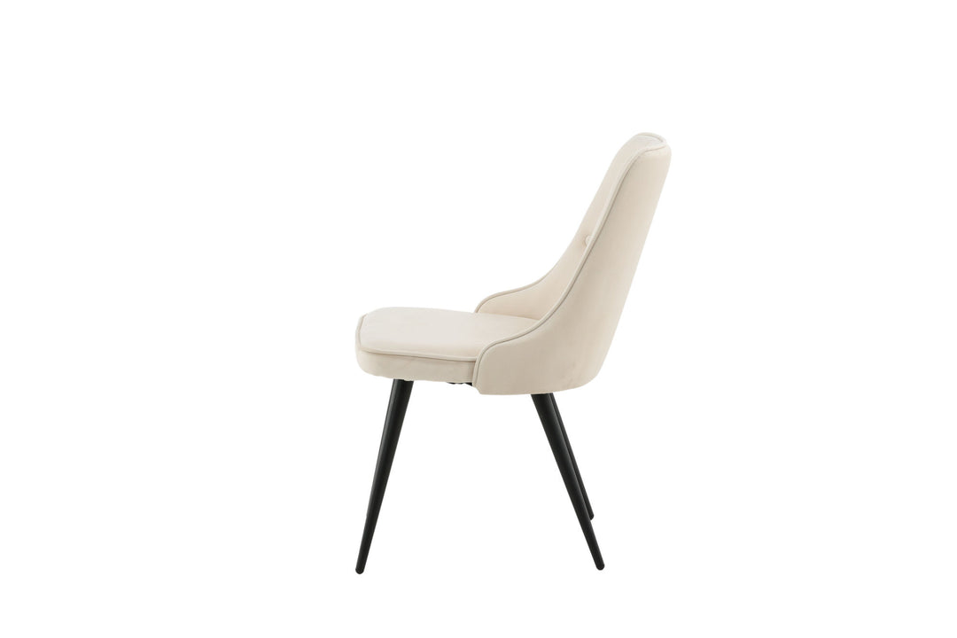 Venture Home Velvet Deluxe Dining Chair 2-pack - Black Legs / Beige Velvet