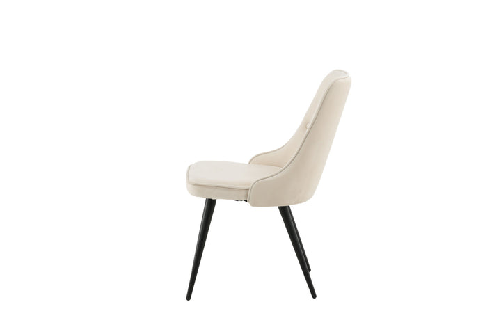 Venture Home Velvet Deluxe Dining Chair 2-pack - Black Legs / Beige Velvet